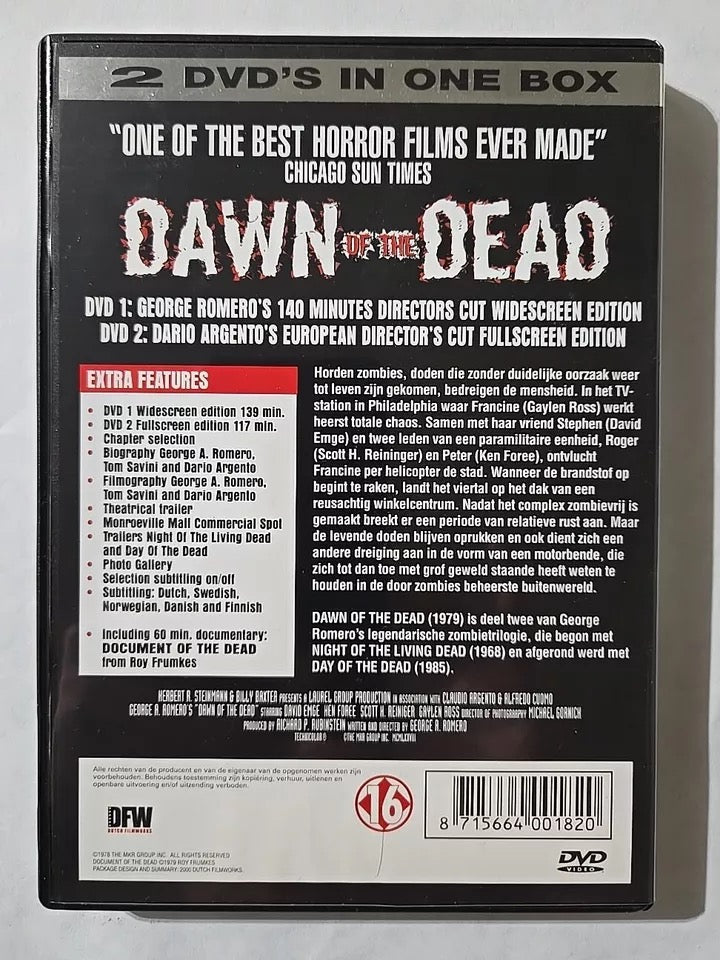 Image of Back Cover of 1534112E: 2xDVD - GEORGE A. ROMERO, Dawn of the Dead (DFW; DVD0925, US , Region 1 US)   VG+/VG+