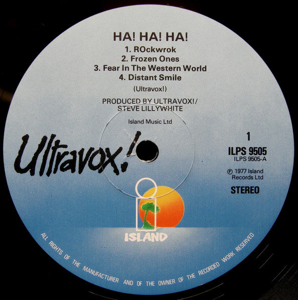 Image of Label Cover of 1524125E: LP - ULTRAVOX!, Ha!-Ha!-Ha! (Island Records; ILPS 9505, UK 1977, Inner) Light marks only.  VG/VG