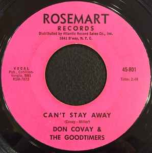 Image of Back Cover of 1524216E: 7" - DON COVAY & THE GOODTIMERS, Mercy, Mercy / Can't Stay Away (Rosemart Records; 45-801, US 1964, Plain sleeve) Light marks only.  /VG