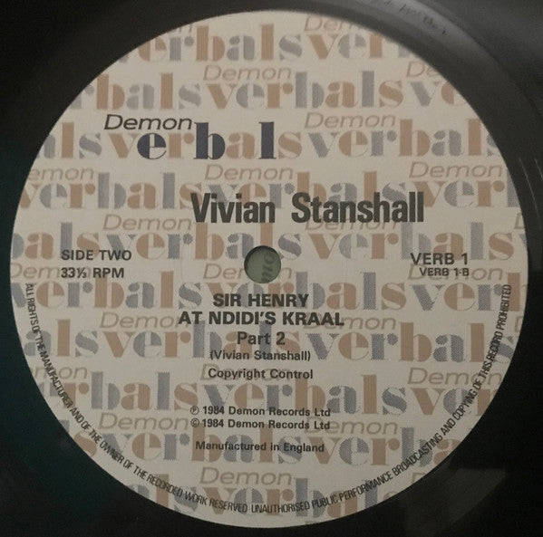 Image of Label Cover of LP - VG/VG - VIVIAN STANSHALL, Sir Henry At Ndidi's Kraal (Demon Verbals; VERB 1, UK 1984), ,  - 2016109C