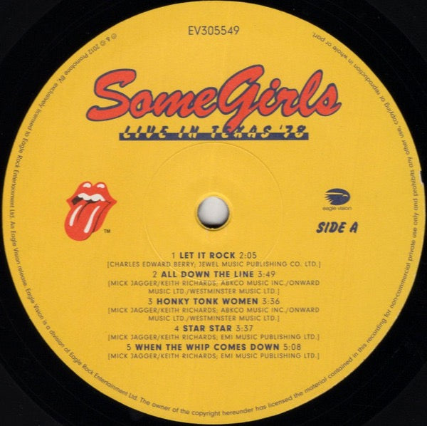 Image of Back Cover of 1514317C: 2xLP - THE ROLLING STONES, Some Girls Live In Texas '78 (Rolling Stones Records; EV305549, US 2012, Triple Gatefold, 2 Inners, With DVD)   EX/VG+