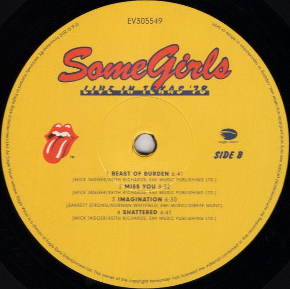 Image of Label Cover of 1514317C: 2xLP - THE ROLLING STONES, Some Girls Live In Texas '78 (Rolling Stones Records; EV305549, US 2012, Triple Gatefold, 2 Inners, With DVD)   EX/VG+