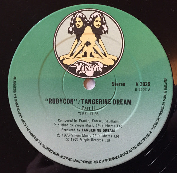 Image of Label Cover of 3824105E: LP - TANGERINE DREAM, Rubycon (Virgin; V2025, UK 1970s Reissue, Gatefold)   VG/VG+