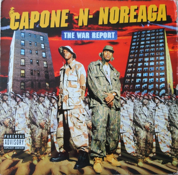 Image of Front Cover of 4915007C: 2xLP - CAPONE N NOREAGA, The War Report (Penalty; PENV3041, UK 1997, Picture Sleeve, 2 Inners) Light marks and storage marks on disc. Sleeve is creased in bottom left corner.  VG/VG