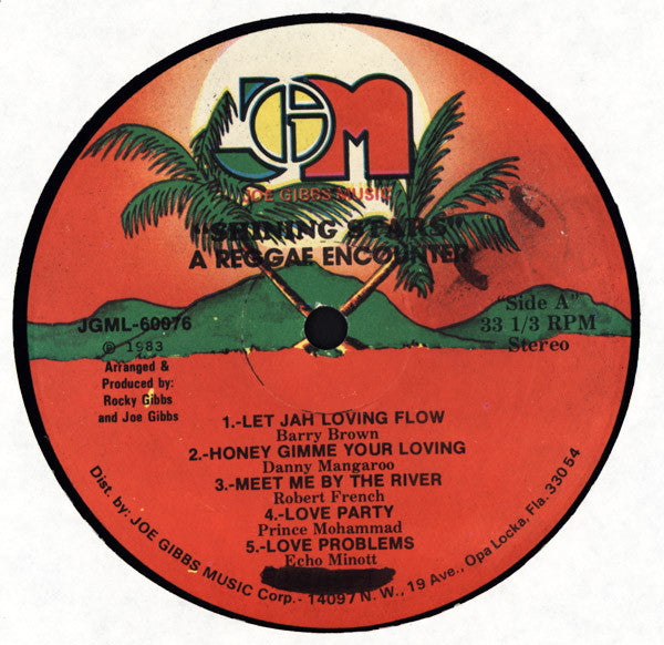 Image of Label Cover of 1514409C: LP - VARIOUS ARTISTS, Shining Stars - A Reggae Encounter (Joe Gibbs Music; JGML-60076, US 1983)   VG/G