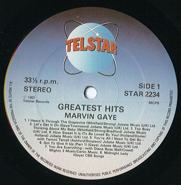 Image of Label Cover of LP - VG/VG - MARVIN GAYE, Greatest Hits (Telstar; STAR 2234, UK 1983), Strong VG,  - 4246113S