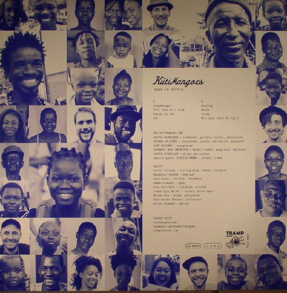 Image of Back Cover of 1524467E: LP - THE KUTI MANGOES, Made In Africa (Tramp Records; TRLP-9059, Germany 2016, Pasteback Sleeve) Opened Instore, Still In Stickered Shrinkwrap  EX/EX