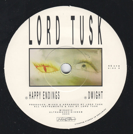 Image of Front Cover of 1524506E: 7" - LORD TUSK, Happy Endings / Dwight (MIDA; MIDA012, Estonia 2024, Plain Sleeve, Leftfield Techno)   /EX