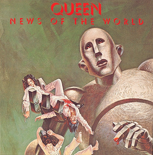 Image of Front Cover of LP - EX/VG+ - QUEEN, News Of The World (Virgin EMI Records; 00602547202727, Europe 2015 Reissue, Gatefold, Inner, Half-Speed Mastered), Still In Opened Shrinkwrap With Hype Sticker,  - 3616157C