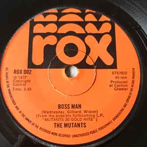 Image of Front Cover of 1614029C: 7" - MUTANTS, Boss Man / Back Yard Boys (Rox; 002, UK 1979, Plain sleeve) Lightest of marks.  /VG