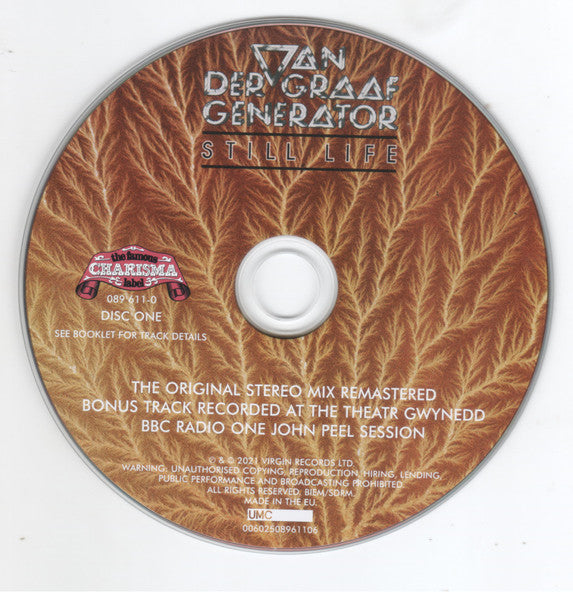 Image of Label Cover of 1554800S: 3xCD - VAN DER GRAAF GENERATOR, Still Life (UMC; 089 610-9, Europe 2021)   VG+/VG+