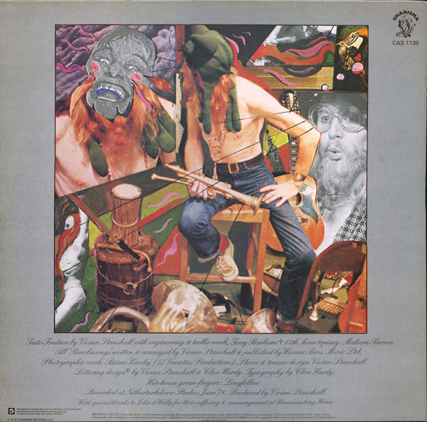 Image of Back Cover of 1644103S: LP - VIVIAN STANSHALL, Sir Henry at Rawlinson's End (Charisma Hatter; CAS 1139, UK 1978, Embossed Sleeve, Insert) Writing on sleeve.  VG/VG+