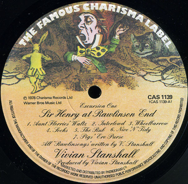 Image of Label Cover of 1644103S: LP - VIVIAN STANSHALL, Sir Henry at Rawlinson's End (Charisma Hatter; CAS 1139, UK 1978, Embossed Sleeve, Insert) Writing on sleeve.  VG/VG+