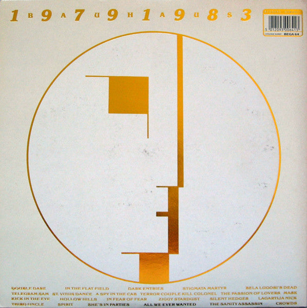 Image of Back Cover of 4724460E: 2xLP - BAUHAUS, 1979-1983 (Beggars Banquet; BEGA 64, UK 1985, Gatefold, 2 Inners, Damont ) Many light marks on the vinyl. Missing both inners. Creasing to sleeve.  VG/G