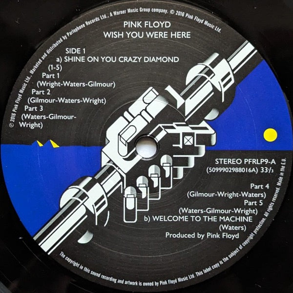 Image of Label Cover of LP - VG+/VG+ - PINK FLOYD, Wish You Were Here (Pink Floyd Records; PFRLP9, Europe 2016 Reissue, Black Outer Sleeve, Inner With Cat Number, Postcard, 180 Gram Vinyl), ,  - 3146272S