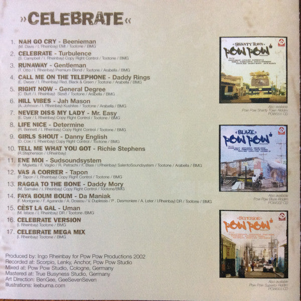 Image of Back Cover of 1654161S: CD - VARIOUS ARTISTS, Celebrate (Pow Pow Productions; POW005CD, Germany 2005)   VG+/EX