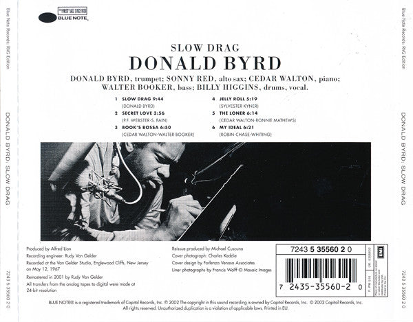 Image of Back Cover of 1654177S: CD - DONALD BYRD, Slow Drag (Blue Note; 7243 5 35560 2 0, Europe 2002 Reissue)   VG+/EX