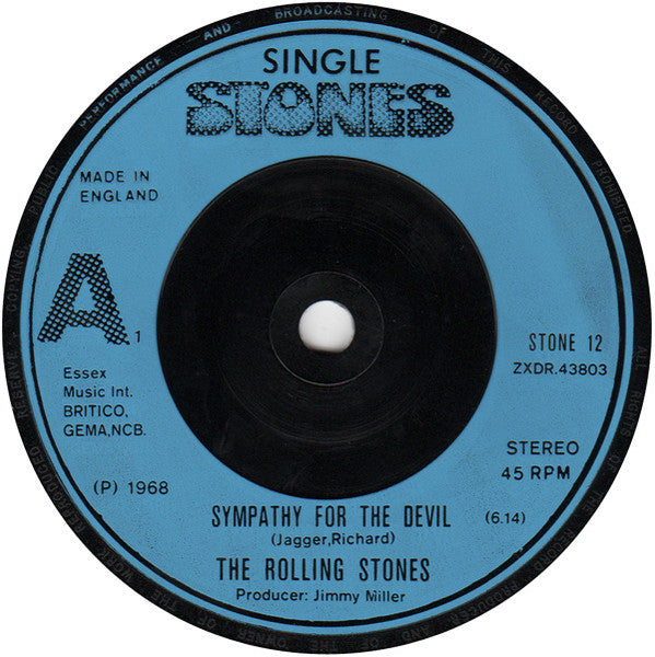 Image of Label Cover of 4814457C: 7" - THE ROLLING STONES, Sympathy For The Devil / Gimme Shelter (Decca; STONE 12, UK 1980, Picture Sleeve)   VG+/VG