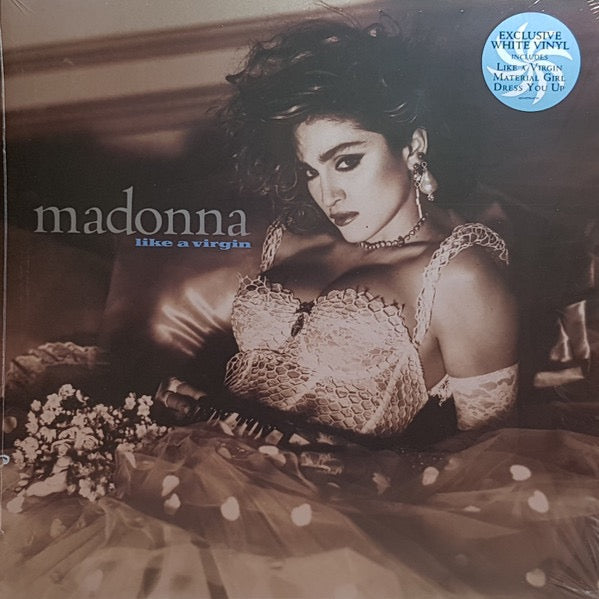 Image of Front Cover of 1614405C: LP - MADONNA, Like A Virgin (Sire; 603497860739, UK 2018 Reissue, Inner, White Vinyl.) No Hype Sticker.  VG+/EX