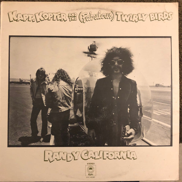 Image of Front Cover of 1624342E: LP - RANDY CALIFORNIA, Kapt. Kopter And The (Fabulous) Twirly Birds (Epic; EPC 65381, UK Reissue) Sleeve was held together with tape at top so large stain of tape   G+/VG+