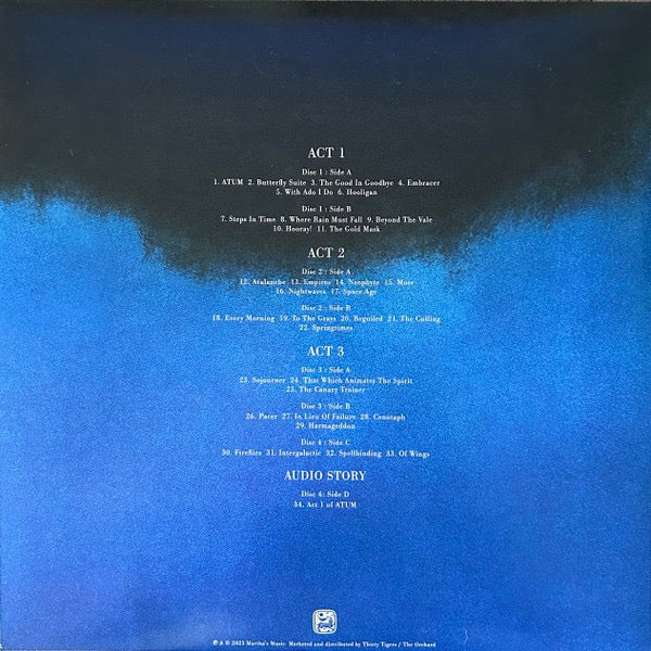 Image of Back Cover of 1634110E: 4xLP - THE SMASHING PUMPKINS, ATUM (A Rock Opera In Three Acts) (Thirty Tigers; 04471LP, Worldwide 2023, Wide Spine Gatefold, Inserts)   NEW/NEW