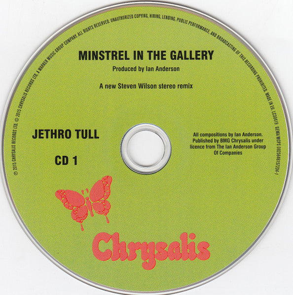 Image of Label Cover of 1634164E: 4xCD - JETHRO TULL, Minstrel In The Gallery (40th Anniversary : La Grande  dition) (Chrysalis; 0825646157204, UK & Europe 2015 Reissue, Book Sleeve, Booklet, 2 CDs & 2 DVDs) Looks Unplayed  VG+/EX