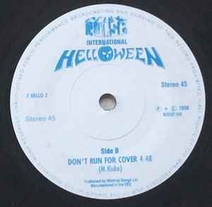 Image of Back Cover of 1714019C: 7" - HELLOWEEN, I Want Out/ Don't Run For Cover (Noise International; 7 Hello 2, UK 1988, Plain sleeve) Light marks only.  /VG