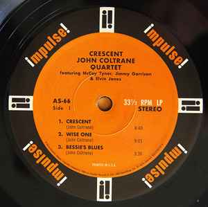 Image of Label Cover of LP - VG+/VG+ - JOHN COLTRANE QUARTET, Crescent (Impulse!; B0033783-01, Worldwide 2022 Reissue, Pasteback Gatefold Sleeve, Company Inner, 180 Gram Vinyl), ,  - 2146027S