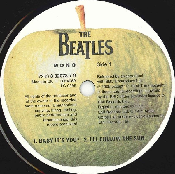 Image of Label Cover of 2615555C: 7" EP - THE BEATLES, Baby It's You (Apple Records; 7243 8 82073 7 9, Europe 1995, Flipback Sleeve, Mono)   EX/VG+