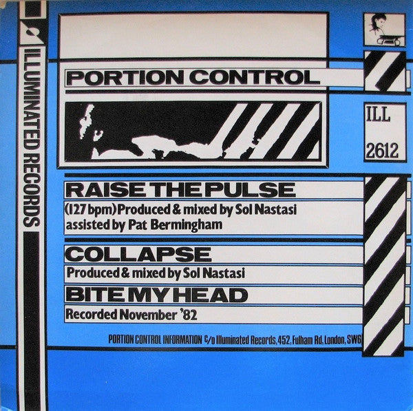 Image of Back Cover of 1724086E: 12" - PORTION CONTROL, Raise The Pulse (Illuminated Records ; ILL 2612, UK 1983, Picture Sleeve)   VG/EX