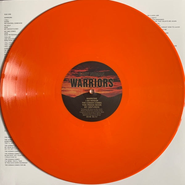 Image of Label Cover of 1714150C: LP - GARY NUMAN, Warriors (Beggars Banquet; BBL 47 LP, Europe 2021 Reissue, Inner, Orange Vinyl)   EX/VG+