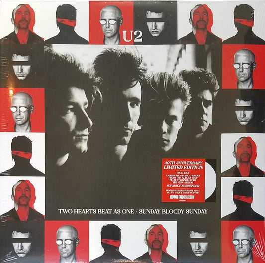 Image of Front Cover of 3244263S: LP - U2, Two Hearts Beat As One / Sunday Bloody Sunday (Island Records; 4532567, Worldwide 2023, Insert, White Vinyl ) Opened Instore  VG+/VG+