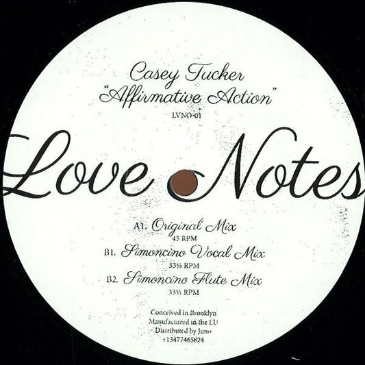 Image of Front Cover of 1744162S: 12" - CASEY TUCKER, Affirmative Action (Love Notes; LVNO-01, US 2015)   /VG+