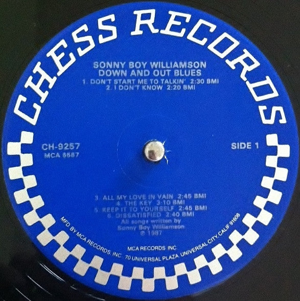 Image of Label Cover of 1724147E: LP - SONNY BOY WILLIAMSON, Down And Out Blues (Chess; CH-9257, US 1987 Reissue)   VG/VG