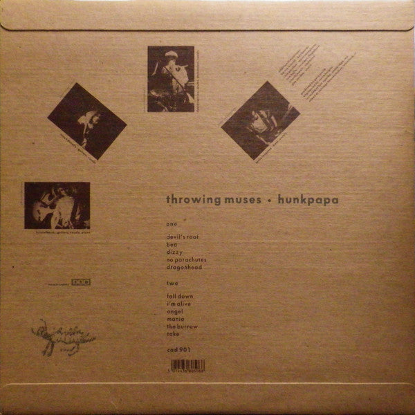 Image of Back Cover of LP - VG+/VG+ - THROWING MUSES, Hunkpapa (4AD; cad 901, UK 1989, Textured Flipback Sleeve, Inner, Tanya Donelly), ,  - 1046367S