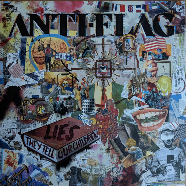 Image of Front Cover of 4224244E: LP - ANTI-FLAG, Lies They Tell Our Children (Spinefarm Records; SPINE953745, USA & Europe 2023, Poster, Bone White Vinyl) Still In Shrinkwrap With Hype Sticker  EX/EX