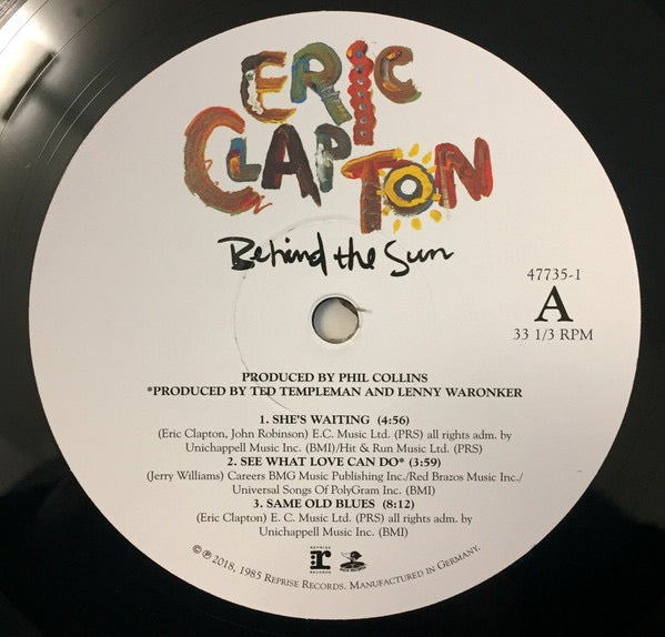 Image of Label Cover of 1714364C: 2xLP - ERIC CLAPTON, Behind The Sun (Reprise Records; 47735-1, Europe 2018 Reissue, Gatefold)   EX/VG+