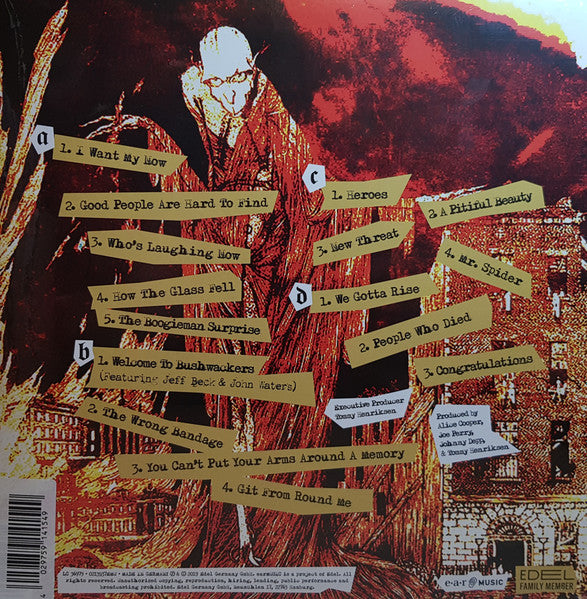 Image of Back Cover of 1744246S: 2xLP - HOLLYWOOD VAMPIRES, Rise (Ear Music; 0213537EMU, Germany 2019, Gatefold Embossed, 2 Inners, Limited Edition, Orange & Red)   EX/EX