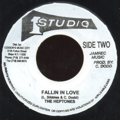 Image of Front Cover of 1714423C: 7" - THE HEPTONES, Falling In Love (Studio One; , Jamaica 1990s Reissue) Light marks only.  /VG+