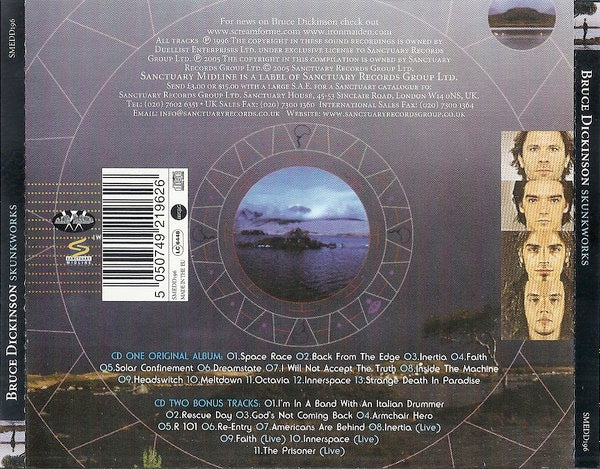 Image of Back Cover of 1714486C: 2xCD - BRUCE DICKINSON, Skunkworks (Sanctuary Midline; SMEDD196, UK 2005 Reissue, Slipcase Edition)   VG+/VG+