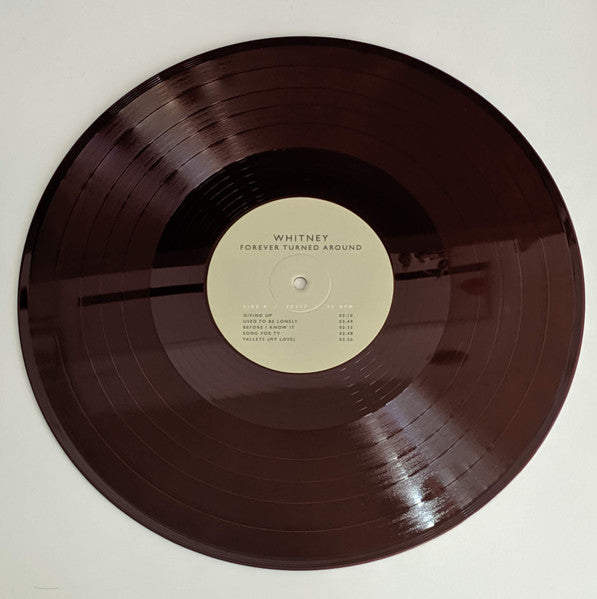 Image of Label Cover of LP - VG+/VG+ - WHITNEY, Forever Turned Around (Secretly Canadian; SC377, UK, Europe & US 2019, Inner, Forest Bark Brown Vinyl ), Still In Opened Shrinkwrap With Hype Sticker,  - 1746381S
