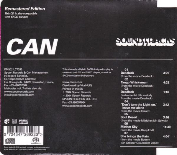 Image of Back Cover of CD - VG+/VG+ - CAN, Soundtracks (Spoon Records; SPOONSA5, UK & Europe 2004, Super Jewel case, SACD, Hybrid, Remastered), ,  - 3316575C