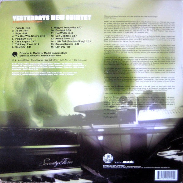 Image of Back Cover of 2xLP - VG/VG - YESTERDAYS NEW QUINTET, Angles Without Edges (Stones Throw; STH2042, US 2001), Small surface tear to sleeve. Discs are a strong VG.,  - 1716422C