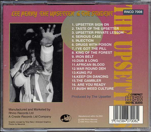 Image of Back Cover of 1854073S: CD - THE UPSETTERS, Lee Perry The Upsetter & The Student (Rhino Records; RN 7008, UK 1995)   VG+/VG+