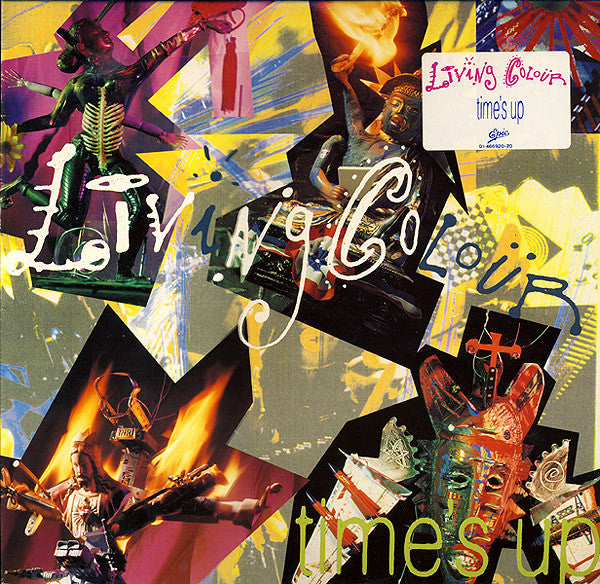 Image of Front Cover of LP - VG/VG - LIVING COLOUR, Time's Up (Epic; 466920 1, Europe 1990, Inner), Stickered Sleeve, Sticker Damage To Sleeve,  - 2116178C