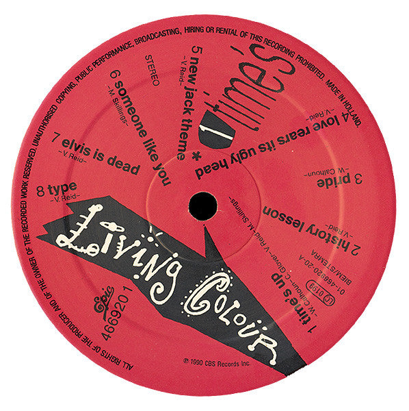 Image of Label of 1824033E: LP - LIVING COLOUR, Time's Up (Epic; 466920 1, Europe 1990, Inner) Some very light hairlines  VG+/VG+