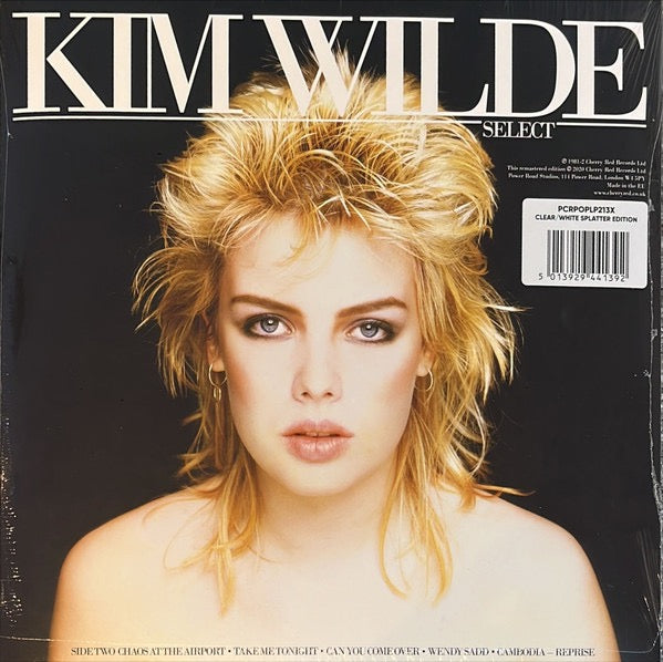 Image of Back Cover of 1814186C: LP - KIM WILDE, Select (Cherry Red; PCRPOPLP213X, Europe 2022 Reissue, Inner, Clear w/ White Splatter Vinyl)   VG+/VG+