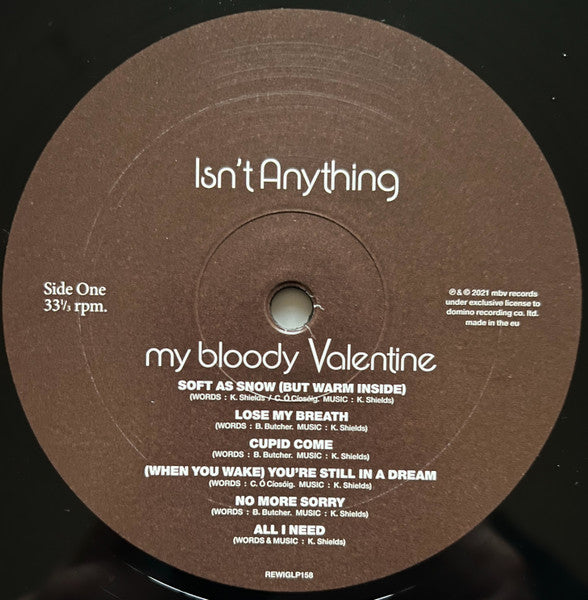 Image of Label Cover of LP - NEW/NEW - MY BLOODY VALENTINE, Isn't Anything (Domino; REWIGLP158, Europe 2021 Reissue, Gatefold, Inner, Download code. ), ,  - 2116290C