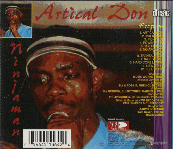 Image of Back Cover of 1854132S: CD - NINJAMAN, Artical Don (VP Records; VPCD1364, US 1994)   VG+/VG+