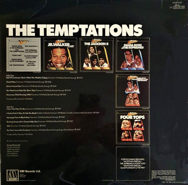 Image of Back Cover of 1814168C: LP - THE TEMPTATIONS, Motown Special The Temptations (Motown ; STMX 6002, UK 1977)   VG/VG+